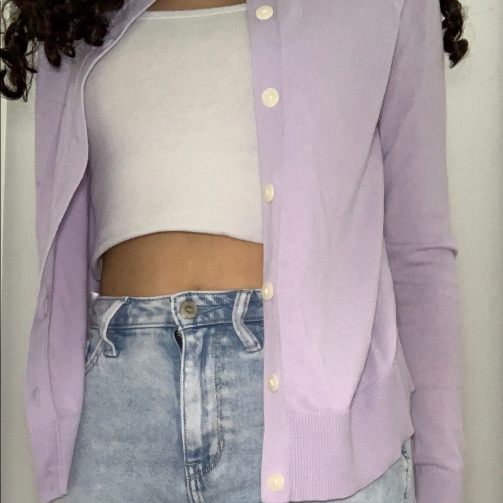 Light purple/ lavender button up sweater